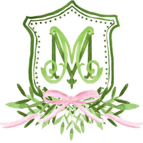 Monogram Painting Ideas, Chinoiserie Monogram, Monograms Design, Monogram Embroidery Letters, Wedding Crest Monogram, D Monogram, Pretty Monograms, Crest Monogram, Monogram Painting