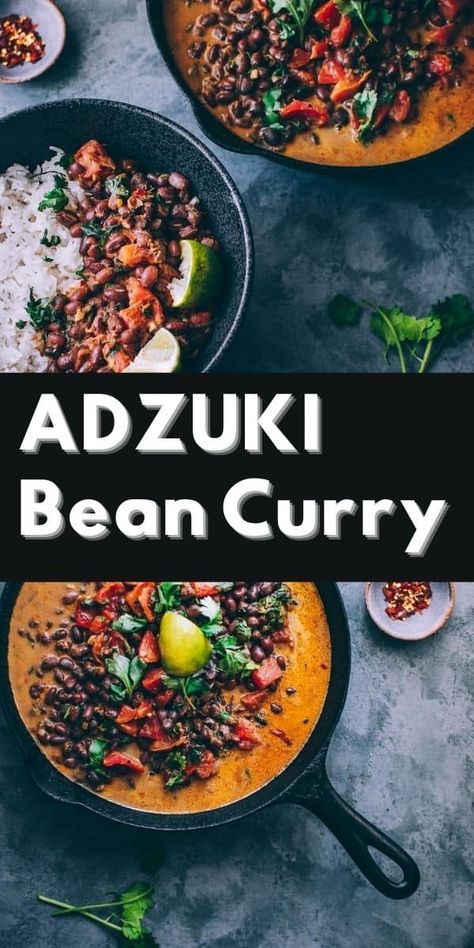 An incredibly flavorful coconut curry broth enveloping adzuki beans makes for one filling and healthy meal when served alongside rice or quinoa. This Adzuki Bean Curry is vegan and gluten-free. #adzukibeans #adzukibeancurry Adzuki Bean Recipe, Curry Broth, Bean Curry, Chickpea Coconut Curry, Vegan Curry Recipes, Beans Curry, Adzuki Beans, Sweet Potato Curry, Vegan Curry