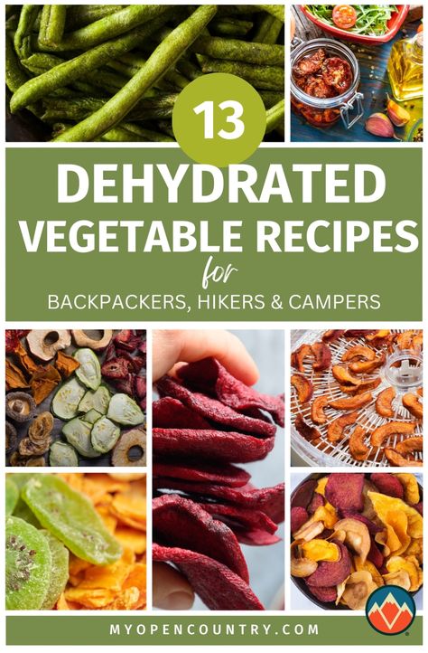 Whether you're a seasoned backpacker or a weekend warrior, these dehydrated vegetable recipes are for you. Learn how to turn simple veggies into tasty snacks and meal additions that are perfect for your next trek. Includes instructions for dehydration using an air fryer, oven, and more. Dehydrated Camping Food, Camping Trip Food, Vegetarian Camping Recipes, Vegan Camping Food, Vegetarian Camping, Camping Meal Planning, Healthy Camping Food, Best Camping Meals, Camping Menu