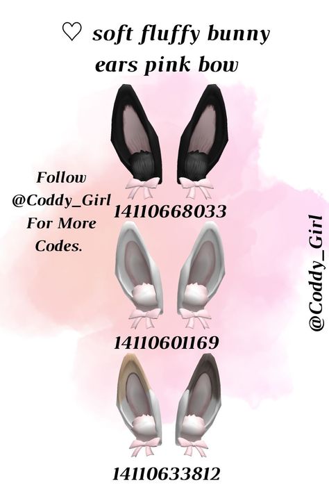 Roblox Cat Ears Code, Roblox Bunny Outfit Codes, Brown Hair Roblox, Roblox Code, Black Hair Roblox, Roblox 3, Fluffy Bunny, Coding Clothes, Crazy Funny Pictures