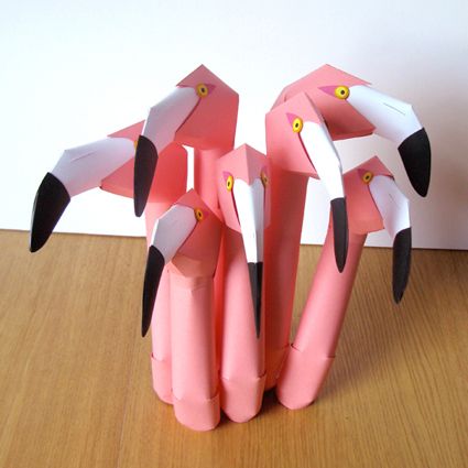 Paper Flamingos! Cardboard Flamingo, Paper Flamingo, Animal Collective, 3d Paper Art, Paper Engineering, Flamingo Decor, Flamingo Art, Flamingo Party, Pink Bird