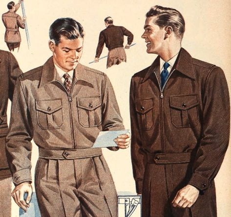 1940s Outfits Men, Vintage Workwear Outfit Men, 1940s Suits Mens, 40s Fashion Mens, 40s Menswear, 1940 Mens Fashion, 1940s Fashion Menswear, Mens Rain Coat, 40s Mens Fashion