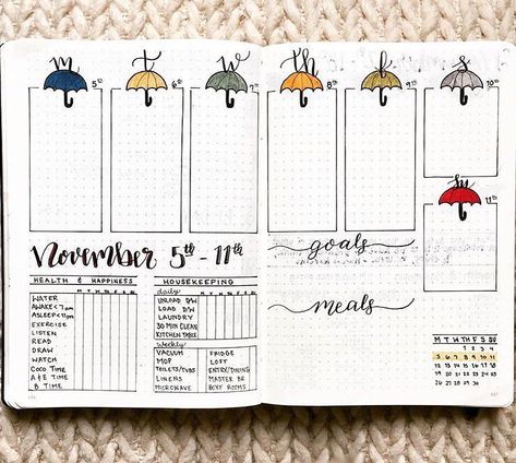 Wishing we could be as organized as @my_bujo_bliss! We’re loving their cute umbrella themed spread from last week! ☂️ • Are you guys… Cute Umbrella, April Bullet Journal, Bullet Journal 2020, Cute Umbrellas, Bullet Journal 2019, Bullet Journal Hacks, Bullet Journal Weekly Spread, Bullet Journal Aesthetic, Dot Journals