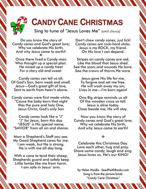 Candy Cane Christmas Song Faith Books, Christmas Legends, Candy Cane Poem, Candy Cane Legend, Christmas Poem, Christmas Sayings, Christmas Stories, Christmas Program, Christmas Concert