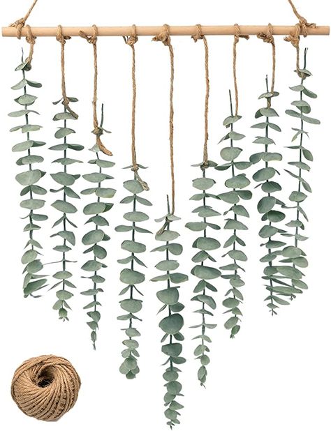 Eucalyptus Wall Decor Diy, Eucalyptus Wall Hanging Diy, Wooden Sticks Wall Decor, Hanging Eucalyptus Decor, Succulent Bedroom, Eucalyptus Classroom, Diy Hanging Decor, Eucalyptus Wall Decor, Hanging Decoration Ideas