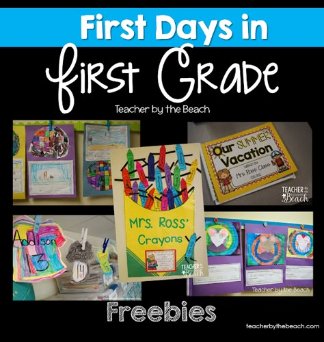 First Few Days of the Year {Freebies!} - Teacher by the Beach First Day In First Grade, First Week Activities, 1st Grade Activities, First Day Activities, First Week Of School Ideas, Teacher Freebies, First Grade Teacher, First Day Of School Activities, First Grade Activities