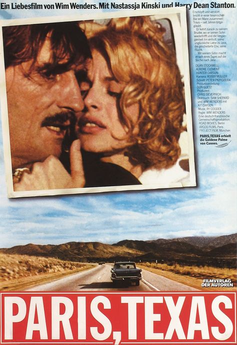 Paris Texas Poster, Harry Dean Stanton, Dean Stockwell, Wim Wenders, Texas Poster, Nastassja Kinski, Paris Texas, Film Poster, Action Film