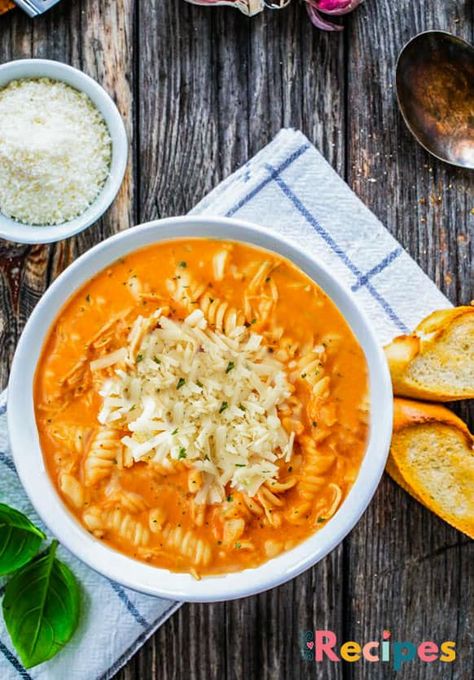 Crockpot Chicken Parmesan Soup - Sos Recipes Rotini Soup, Cracker Barrel Chicken And Dumplings Recipe, Cracker Barrel Chicken And Dumplings, Chicken Parmesan Soup, Crockpot Chicken Parmesan, Chicken Soup Crockpot, Cracker Barrel Chicken, Chicken And Dumplings Recipe, Parmesan Soup