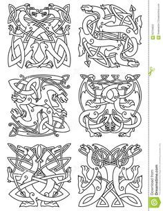 Celtic Knot Dragon, Celtic Owl, Celtic Animals, Viking Pattern, Knot Pattern, Mythical Dragons, Book Of Kells, Celtic Patterns, Viking Art