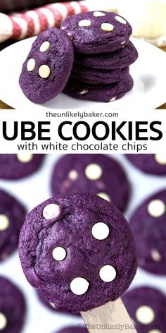 Meet your new favourite ube treat — soft and chewy ube cookies! They’re packed with real ube halaya and studded with white chocolate chips for the ultimate ube dessert. Perfect for Christmas and your holiday cookie tray, or every day! Get the easy to follow, no-fail recipe with step-by-step photos and lots of baking tips for perfect ube cookies every time. Ube Oreo Cookies, Vegan Ube Cookies, Ube Sugar Cookies, Ube White Chocolate Chip Cookie, Ube Cookies, Ube Dessert, Purple Cookies, Ube Halaya, Ube Recipes