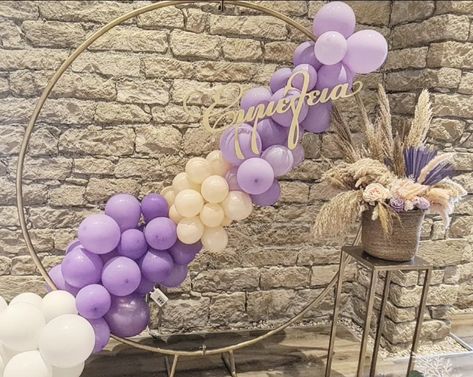 Lavender Balloon Arch, Yellow Party Decorations, Lilac Baby Shower, Lavender Balloons, Lilac Balloons, 40th Bday Ideas, Engagement Themes, Lavender Baby Showers, 80th Birthday Decorations