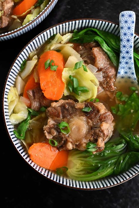 Oxtail Soup (Stovetop and Instant Pot) Ox Tail Soup Recipe, Oxtail Soup Recipe, Soup Stovetop, Oxtail Soup, Oxtail Stew, Oxtail Recipes, Seasonal Vegetables, Nom Nom Paleo, Asian Soup