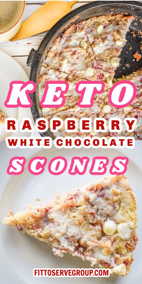 Raspberry White Chocolate Scones, White Chocolate Recipes Easy, Chocolate Raspberry Scones, Easy Scones, White Chocolate Raspberry Scones, White Chocolate Scones, Raspberry And White Chocolate Muffins, Keto Raspberry, Ketosis Recipes