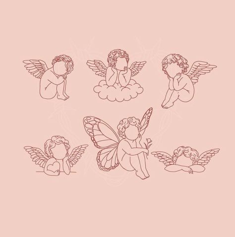 Clip Art Tattoo Ideas, Tattoos Simplistic, Girly Hand Tattoos, Cupid Tattoo, Cherub Tattoo, Small Pretty Tattoos, Cute Little Tattoos, Cute Tiny Tattoos, Discreet Tattoos