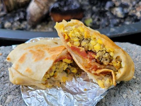 Campfire Breakfast Burritos, Camping Breakfast Burritos, Make Ahead Breakfast Burritos, Easy Breakfast Burritos, Campfire Breakfast, Breakfast Burritos, Make Ahead Breakfast, Sausage Breakfast, Camping Meals