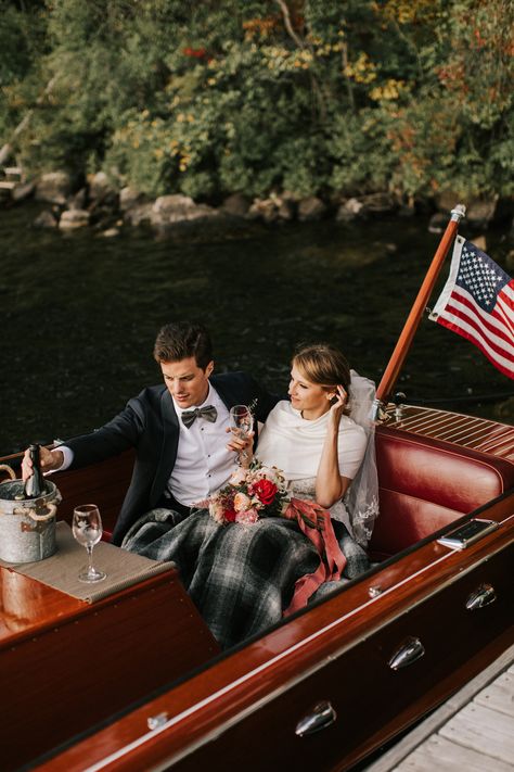 Chris Craft Boats, Navy Tuxedos, Experiential Design, Boat Wedding, Traditional Weddings, Yacht Club Wedding, Chris Craft, Vintage Boats, Black Envelopes