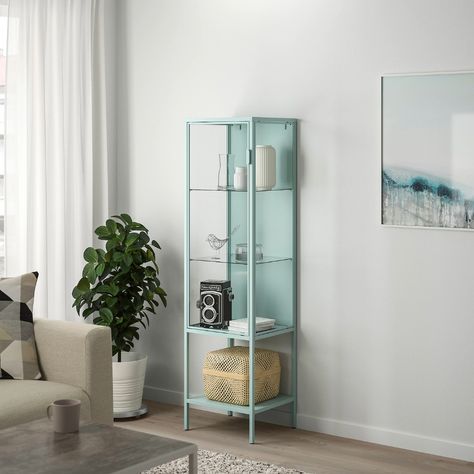 RUDSTA Glass-door cabinet, light turquoise, 16 1/2x14 5/8x61 " - IKEA Vitrine Ikea, Small Display Cabinet, Ikea Canada, Cabinet Glass, Ikea Store, Glass Cabinets Display, Glass Cabinet Doors, Glass Cabinet, Ikea Furniture