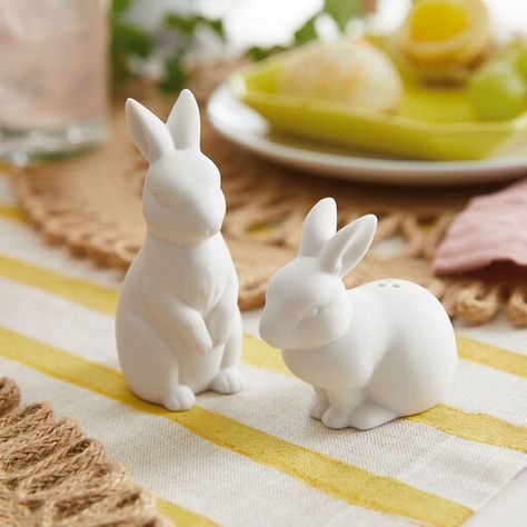 Easter Home Decor | Hallmark Rabbit White, Ceramic Easter, Ceramic Bunny, Bloom Blossom, White Bunny, Easter Bunny Rabbit, Salt And Pepper Set, Easter Rabbit, Easter Gifts