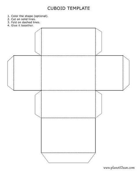 Printable, foldable 3D cuboid template. Color it, cut it out, fold it and glue it together. Foldable 3d Shapes Printable, Cube Folding Template, Cuboid Template, Printable Foldables, Mathematics Shapes, Printable 3d Shapes, Christian Wear, Foldables Templates, 3d Shapes Worksheets