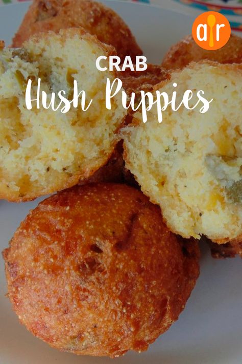 Jillena's Crab Hush Puppies | "Quick and easy appetizer! Similar to a Southern hush puppies but made with delicious real crab meat! This is really good served with a hot cheese dip or with tarter and cocktail sauce. My husband will stand by waiting for them to finish cooking to eat them right away." #allrecipes #potluckrecipes #partydishes #partyappetizers #cookoutrecipes #cookoutdishes #picnicfood #picnicideas Crab Puppies Recipe, Crab Hush Puppies Recipe, Hushpuppy Recipes, Crab Hush Puppies, Side Potatoes, Southern Hush Puppies, Hot Cheese Dip, Potatoes Dishes, Cookout Dishes