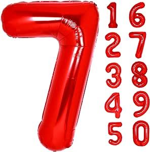 40 Inch Giant Red Number 7 Balloon, Helium Mylar Foil Number Balloons for Birthday Party, 7th Birthday Decorations for Kids, Anniversary Party Decorations Supplies (Red Number 7) Balloon Helium, Balloons For Birthday, Foil Number Balloons, Anniversary Party Decorations, Number 7, Number Balloons, Anniversary Party, 7th Birthday, Anniversary Parties