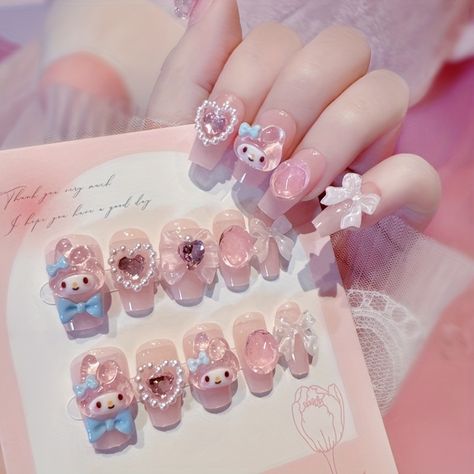 Faster shipping. Better service My Melody Nails, Kawaii Nail Art, Ballet Nails, Nail Stickers Decals, Nagel Tips, Almond Shape Nails, Nail Art Kit, Nail Forms, Kawaii Nails