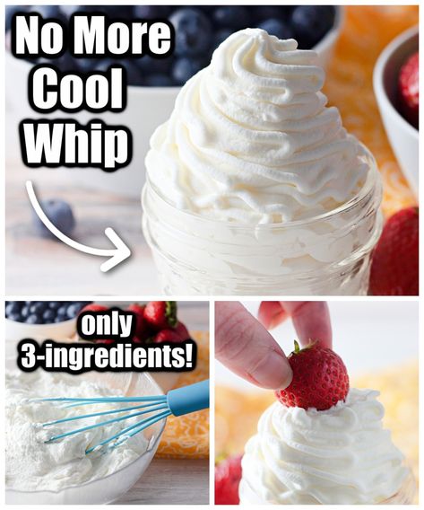 Whipped Cream With Milk, Whipped Topping Recipe, Ice Cream Sundaes Toppings, Diy Whipped Cream, Homemade Cool Whip, Cream Substitute, Heavy Cream Recipes, Oreo Milkshake Recipe, Perfect Whipped Cream