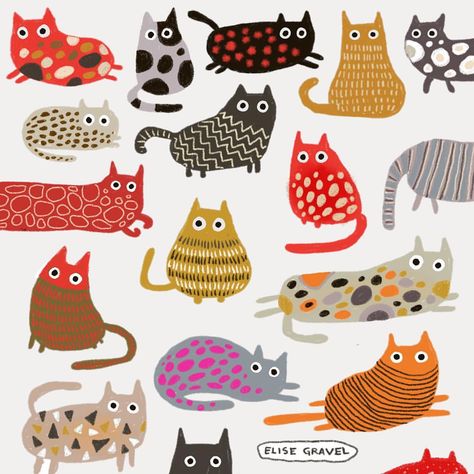 Have you had your daily dose of kitties yet? Elise Gravel, Kitty Funny, Wallpaper Cats, Posca Art, 강아지 그림, Funny Pets, Animal Illustrations, Cats Illustration, Racoon