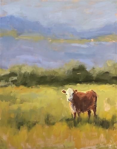 Cows Painting Acrylic, Cow Landscape Painting, Farm Animal Painting, Farm Paintings, Home On The Range, Farm Art, Cow Painting, Watercolor Ideas, Cow Art