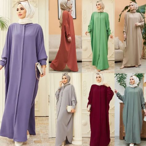 Women Abaya Elbise Dubai Muslim Dress Moroccan Kaftan Turkish Arabic Kuftan Caftan Abaya Dress Muslim, Dress Muslim, Islamic Dress, Muslim Dress, Abaya Dress, Solid Color Dress, Abaya Fashion, Kaftan Dress, Muslim Women