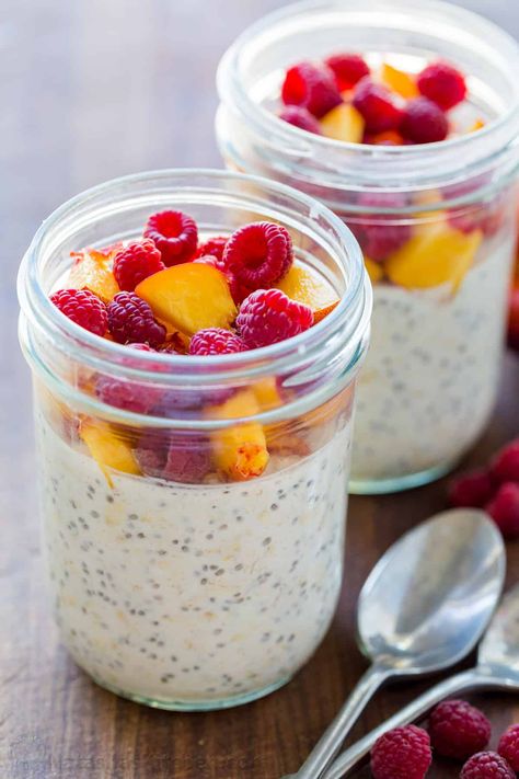 Natashas Kitchen, Easy Overnight Oats, Oat Recipes Healthy, Overnight Oats Recipe Healthy, Freezer Breakfast, Oats Recipe, No Cooking, Overnight Oats Recipe, Make Ahead Breakfast