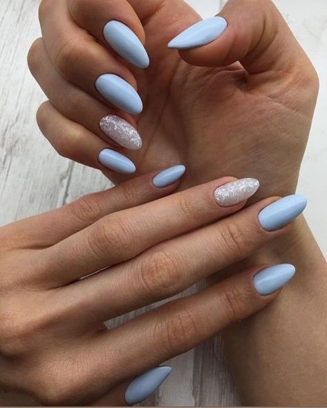 Light Blue Manicure, Blue Manicure, Bday Nails, Blue Gel Nails, Blue Glitter Nails, Unghie Sfumate, Baby Blue Nails, Blue Acrylic Nails, Manicure Nails