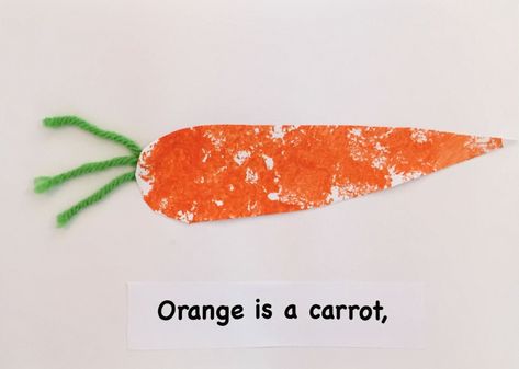 Orange is a Carrot - An Art Activity for Preschoolers - Ms. Stephanie's Preschool Pre K Orange Activities, Orange Colour Craft Preschool, Orange Day Crafts For Preschool, Color Orange Crafts For Preschoolers, Orange Toddler Activities, Preschool Orange Activities, Orange Activity For Preschool, Orange Color Crafts Preschool, Color Orange Activities For Toddlers