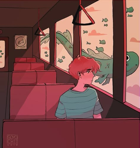 Looking Out Of Window Illustration, Lofi Drawings Sketches, Bus Reference Drawing, Bus Sketch, Images D'art, 8bit Art, Look At The Sky, Amazing Drawings, Poses References