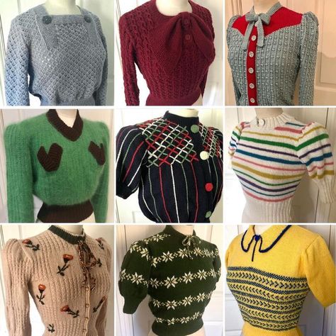 1930s Crochet Patterns, 60s Knitting Patterns, 1930s Knitting Patterns, Retro Knitting Patterns, Vintage Knit Patterns, 1950s Knitwear, Vintage Outfits 1930s, 1930s Sweater, 40s Sweater