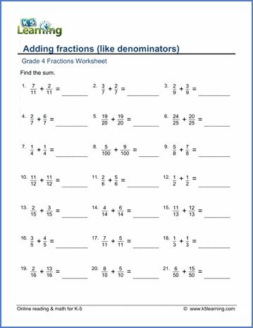 Students add fractions which have the same denominator. Free | Math | Worksheets | Grade 4 | Printable Math Worksheets Grade 4, Adding Fractions With Like Denominators, Fraction Worksheet, Add Fractions, 4th Grade Fractions, Addition Of Fractions, 4th Grade Math Worksheets, Adding Fractions, Fractions Worksheets