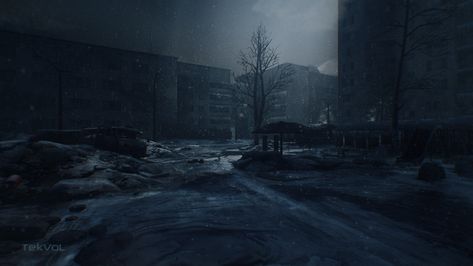 Frozen city (Russia), Pavel Sivash on ArtStation at https://www.artstation.com/artwork/6aBmAn Frozen City, Apocalypse World, City Aesthetic, Post Apocalyptic, City Art, Russia, Frozen, Art