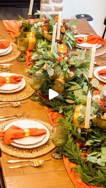 Crystel DIY & Design on Instagram: "✨Thanksgiving Tablescape✨ Comment TABLE for links to everything & also for my Thanksgiving E-Book freebie filled with LOADS of delicious recipes and tips and tricks to pull off the PERFECT Thanksgiving dinner. 

This Thanksgiving tablescape was so much fun to put together! I love incorporating pieces that I’ve collected over the years and I’m so happy with how it turned out!

The best part? Simply swap out the table runner and napkins for a completely different look! These pieces are so classic and versatile that they can be used for any holiday or occasion." Perfect Thanksgiving Dinner, Thanksgiving Tablescape, Harvest Thanksgiving, Perfect Thanksgiving, Thanksgiving Tablescapes, Thanksgiving Table, Pull Off, Thanksgiving Dinner, Fall Harvest