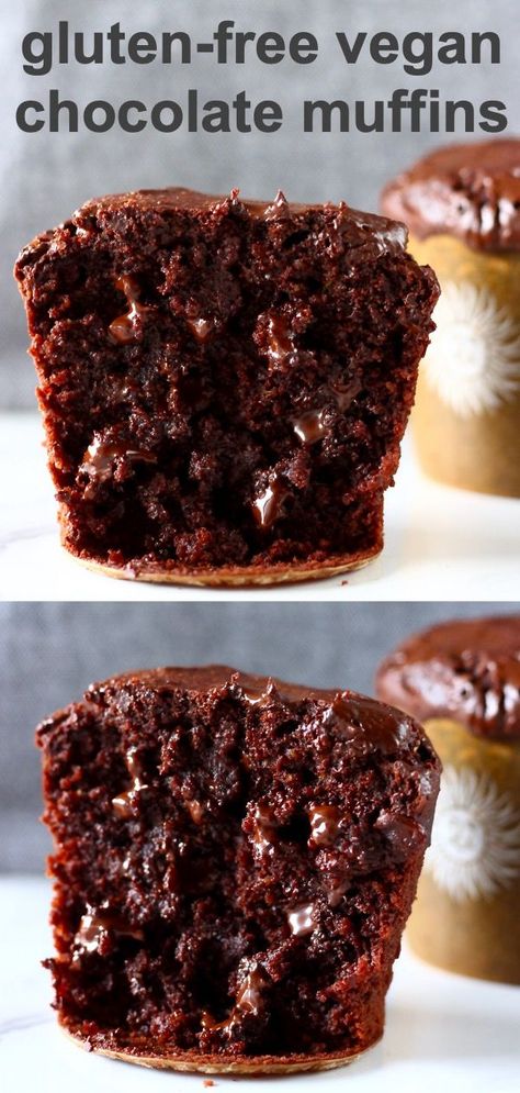 Vegan Gluten Free Muffins, Vegan Chocolate Muffins, Gluten Free Chocolate Muffins, Vegan Gluten Free Cake, Sugar Free Muffins, Indulgent Recipes, Sugar Free Snacks, Vegan Gluten Free Desserts, Vegan Muffins