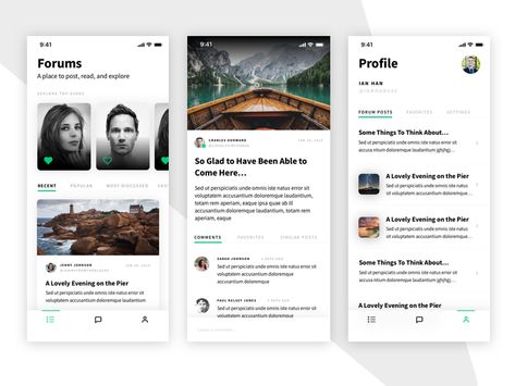 Excited to be a part of the Dribbble community as a player! Here's some mobile designs I'm working on for a new forum app.  Thanks to @Billy Sweetman for the invite! Forum App Design, Community App, Mobile App Design Inspiration, Forums Design, Mobile Ui Design, App Design Inspiration, Mobile App Ui, Educational Apps, App Ui Design