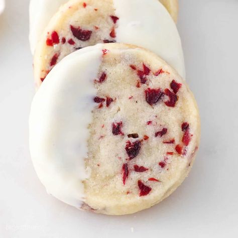 Best Christmas Treats, Cranberry Shortbread Cookies, Cranberry Shortbread, Beyond Frosting, Low Calorie Ice Cream, Cranberry Orange Cookies, Homemade Shortbread, Almond Shortbread, Almond Shortbread Cookies