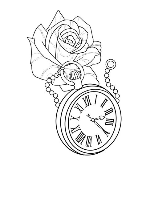 Pocket Watch Drawing, Girly Hand Tattoos, Clock And Rose Tattoo, Easy Chords, Clock Drawings, Pocket Watch Tattoos, Compass Watch, Minimalist Tattoo Ideas, Watch Drawing