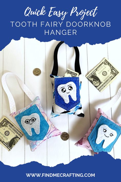 Tooth Template, Tooth Fairy Pillow Diy, Tooth Fairy Door Hanger, Tooth Fairy Pillow Pattern, Tooth Fairy Door, Tooth Fairy Doors, Tooth Fairy Gifts, Tooth Fairy Bag, Diy Tooth Fairy