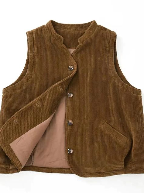 Long Sleeveless Vest, Corduroy Vest, Padded Vest, Loose Tank, Brown Vest, Winter Vest, Wool Vest, Vest Coat, Sweater Sale