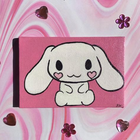 Cinnamoroll Painting Ideas, Cinnamoroll Painting Canvas, Sanrio Painting Canvas Easy, Sanrio Acrylic Painting, Sanrio Painting Canvas, Sanrio Painting Ideas, Cinnamoroll Painting, Kawaii Paintings On Canvas, Sanrio Painting