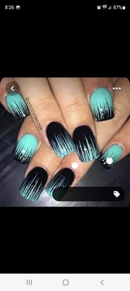 Black And Turquoise Nails, Turquoise And Black Nails, Bridesmaids Nails, Turquoise And Black, Wedding Plans, Black Nails, Nail Ideas, Wedding Planning, Turquoise