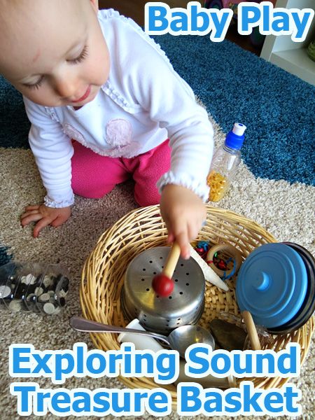 Activities for Babies: Exploring Sound Treasure Basket | Childhood101 Infant Games, Baby Treasure Basket, Sensory Basket, Infant Learning, Scientific Inquiry, Infant Curriculum, Activities For Babies, Music For Toddlers, Cognitive Activities