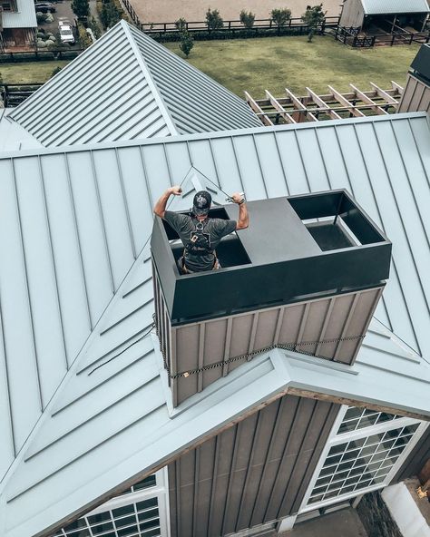 Cadence & Co on Instagram: “BIRDS EYE VIEW // the team wrapping up the week 💪🏼💪🏼 installing the chimney cowl at our Terrey Hills project.” Chimney Cowls, October 29, Birds Eye View, Birds Eye, The Team, Outdoor Storage Box, Modern Farmhouse, Building A House, Fireplace