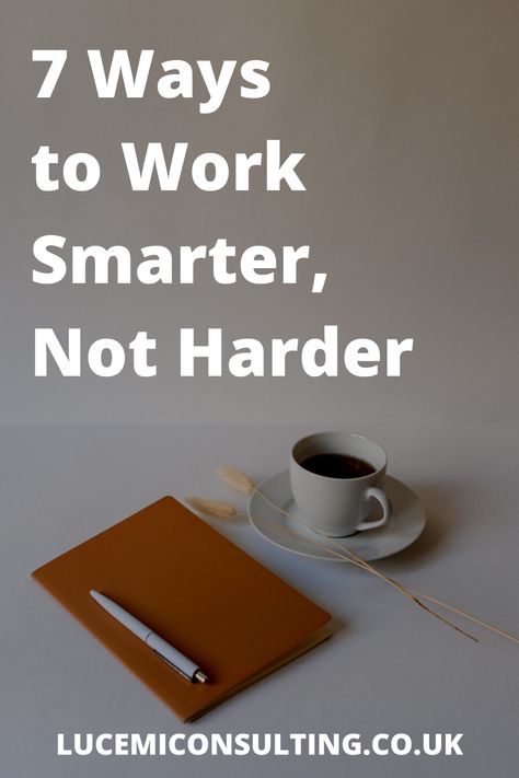 Sometimes it can seem like we're being productive but in reality we're working harder but not smarter. This article shares 7 tips on how to work smarter, not harder. Learn how to work smart, not hard with these productivity tips. #worksmart #productivity #timemanagement #motivation #work #entrepreneur Work Smart Not Hard, Improve Brain Power, How To Be Smart, Business Ideas For Women Startups, Work Advice, Work Habits, Being Productive, Work Smarter Not Harder, How To Become Smarter