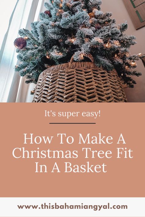 Bushel Basket Christmas Tree, Christmas Decor Under The Tree, Christmas Basket Centerpiece, Christmas Tree Wicker Basket, Tree In Basket Indoor, Basket For Tree Base, Christmas Tree In Basket How To, Christmas Tree In A Basket Ideas, Christmas Centerpieces In Baskets